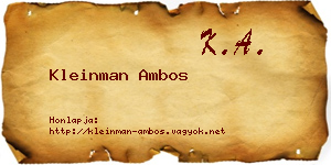 Kleinman Ambos névjegykártya